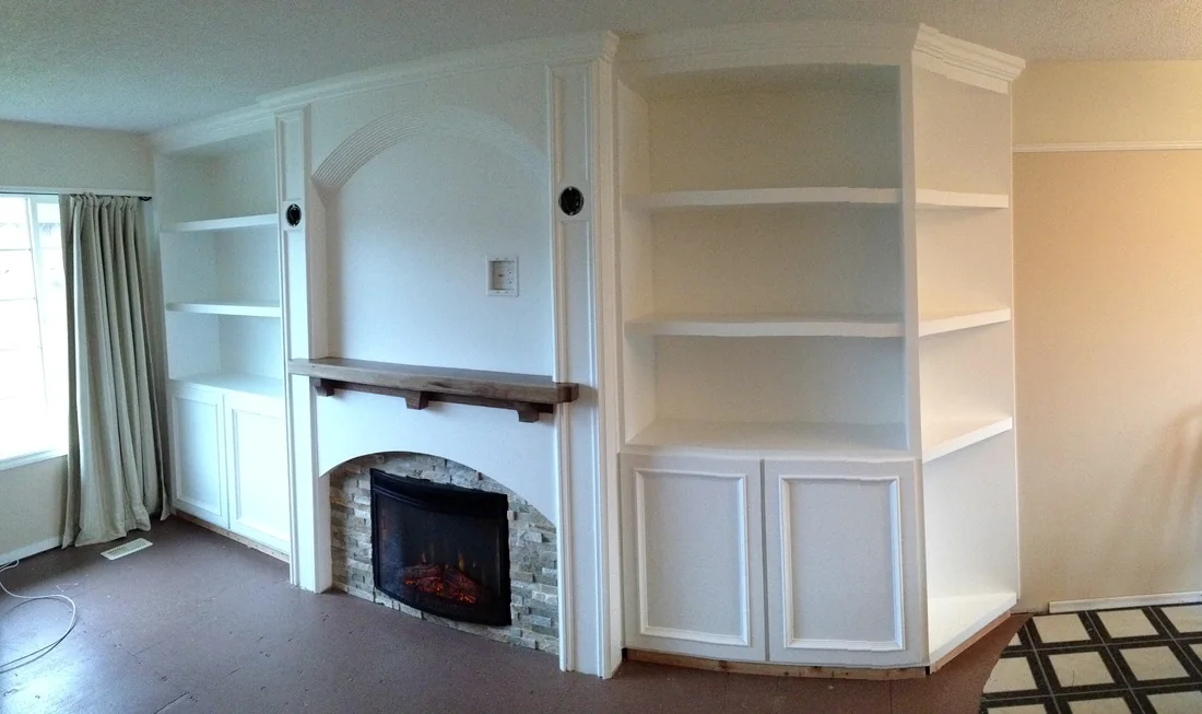 Custom built-in fireplace wall